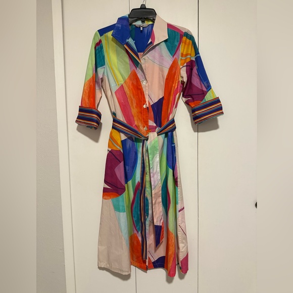 Hinson Wu Charlie 3/4 Sleeve Abstract Leaf Print Dress size XS - Picture 2 of 7